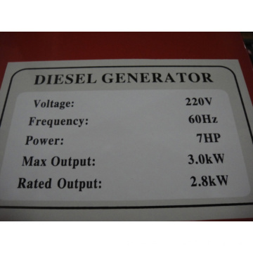 3kw generador diesel refrigerado por aire monofásico
